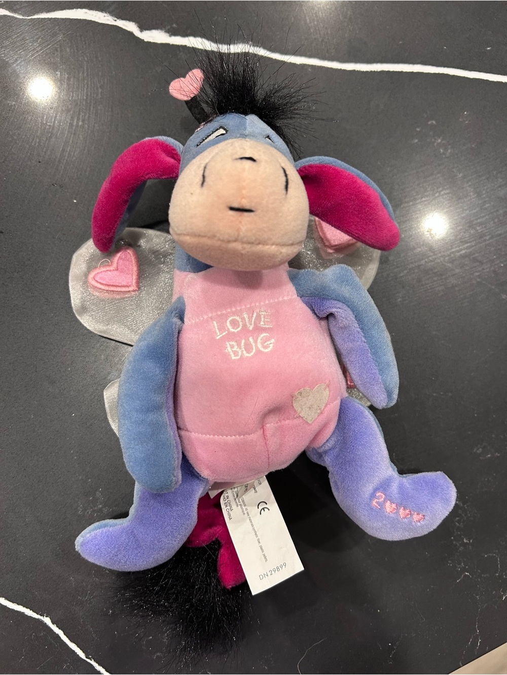 Vintage 2000 Disney Store Love Bug Eeyore Fairy Wings Plush Mini Bean Bag Toy